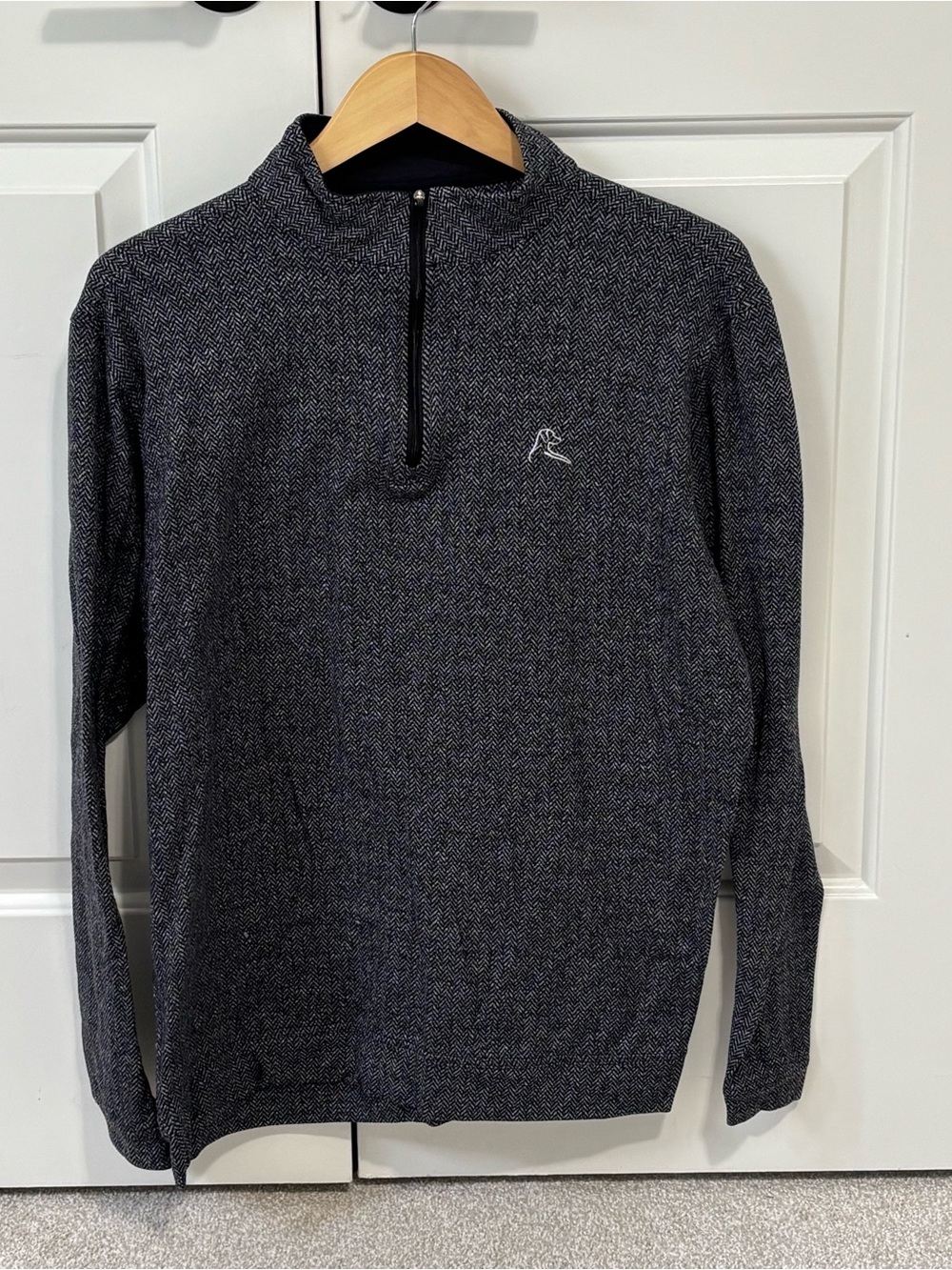 Rhoback Men's Herringbone Jacquard Performance Q-Zip Pullover Golf Sweater